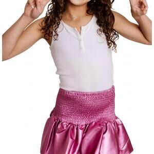 NEW LITTLE OLIN girl's metallic leather skirt in pink